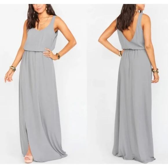 NWT Show Me Your Mumu Kendall Maxi Dress in Soft Charcoal Crisp - Picture 2 of 7